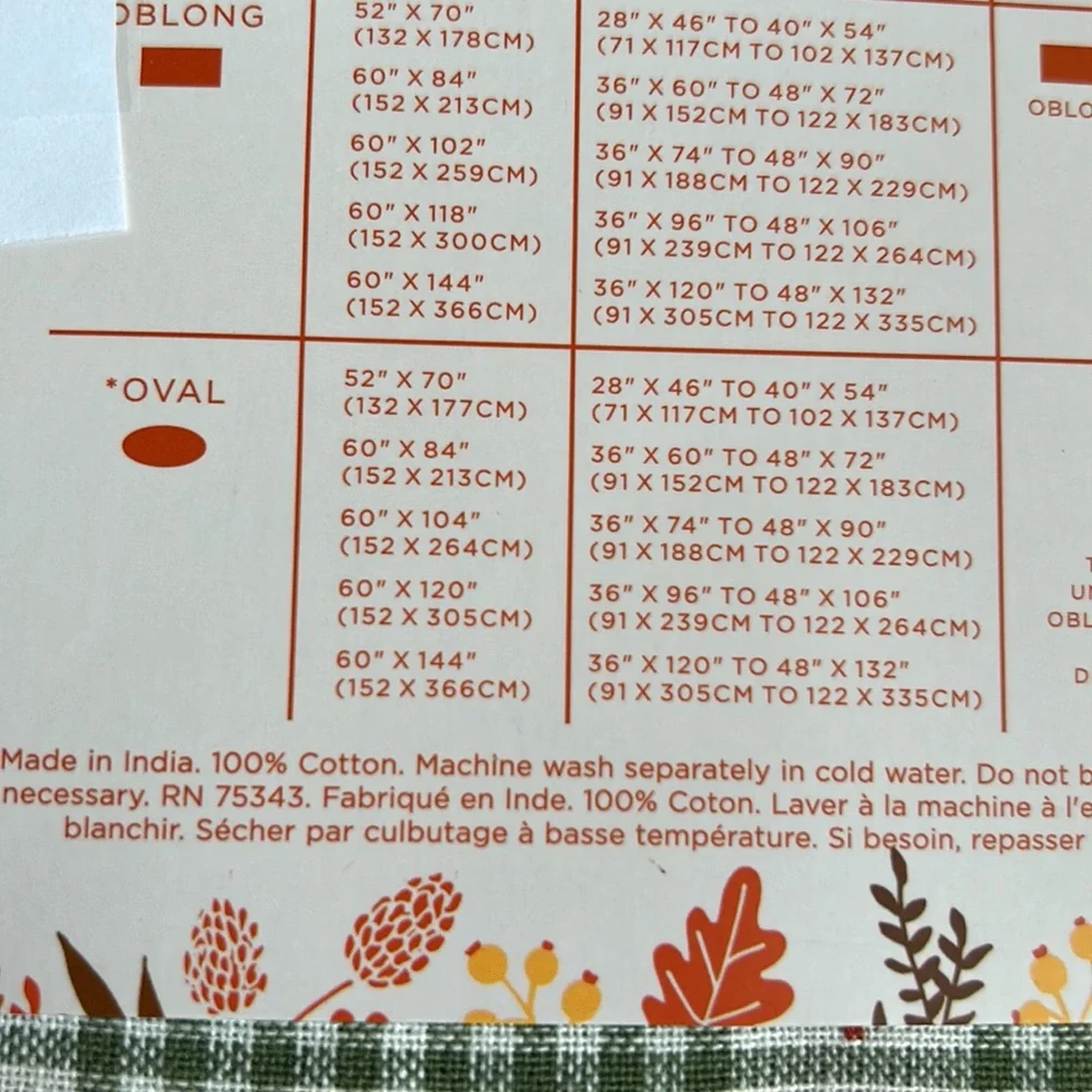 Farmhouse Rachel Ashwell Tablecloth Plaid Fall Pumpkins Green Orange 60”x102”